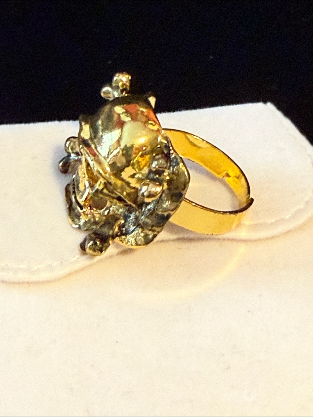Gothic Gold Textured Skull Ring adjustable Streetwear Statement - Picture 2 of 5